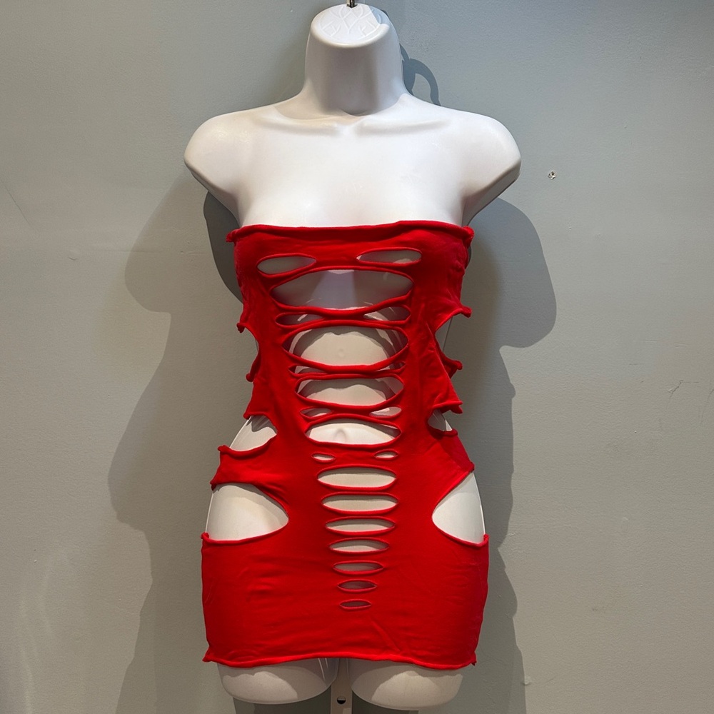 Killer Legs Red Strapless Cutout Dress NWOT